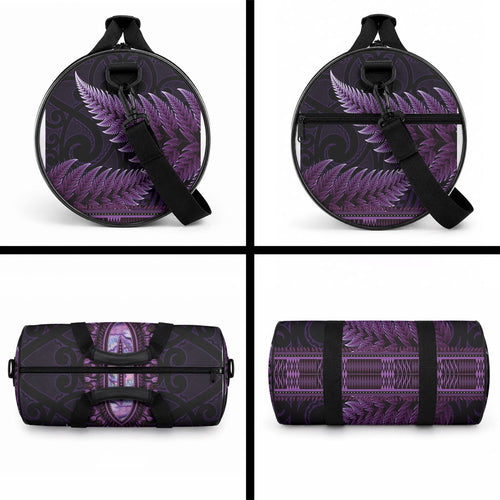Purple African Dashiki With Aotearoa Maori Duffle Bag Paua Shell Mix Silver Fern