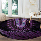 Purple African Dashiki With Aotearoa Maori Round Carpet Paua Shell Mix Silver Fern