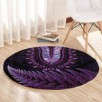 Purple African Dashiki With Aotearoa Maori Round Carpet Paua Shell Mix Silver Fern