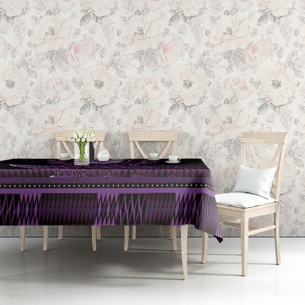 Purple African Dashiki With Aotearoa Maori Tablecloth Paua Shell Mix Silver Fern