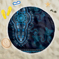 Blue African Dashiki With Australia Aboriginal Art Beach Blanket