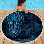 Blue African Dashiki With Australia Aboriginal Art Beach Blanket
