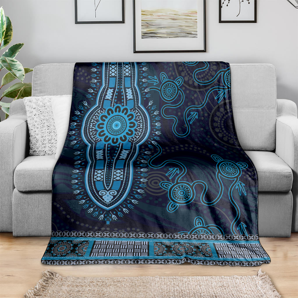 Blue African Dashiki With Australia Aboriginal Art Blanket