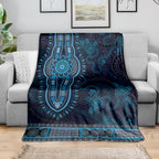 Blue African Dashiki With Australia Aboriginal Art Blanket
