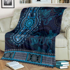 Blue African Dashiki With Australia Aboriginal Art Blanket