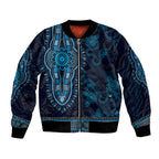 Blue African Dashiki With Australia Aboriginal Art Bomber Jacket