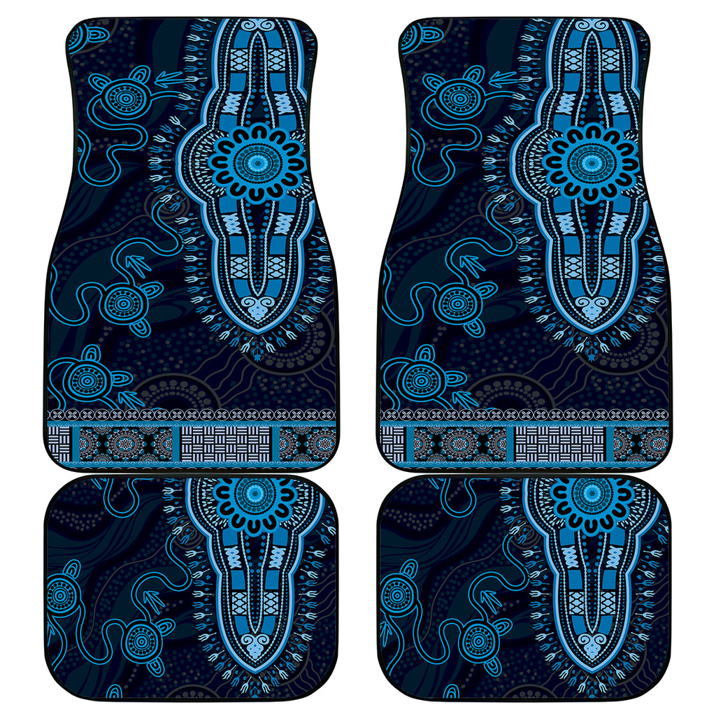Blue African Dashiki With Australia Aboriginal Art Car Mats