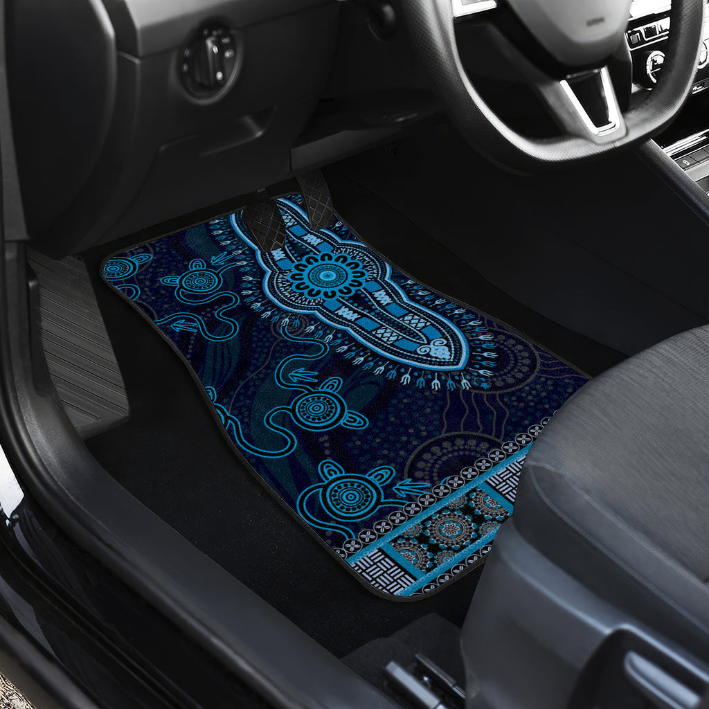 Blue African Dashiki With Australia Aboriginal Art Car Mats