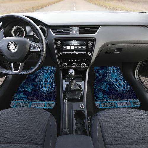 Blue African Dashiki With Australia Aboriginal Art Car Mats
