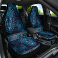 Blue African Dashiki With Australia Aboriginal Art Car Seat Cover