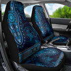 Blue African Dashiki With Australia Aboriginal Art Car Seat Cover