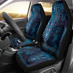 Blue African Dashiki With Australia Aboriginal Art Car Seat Cover
