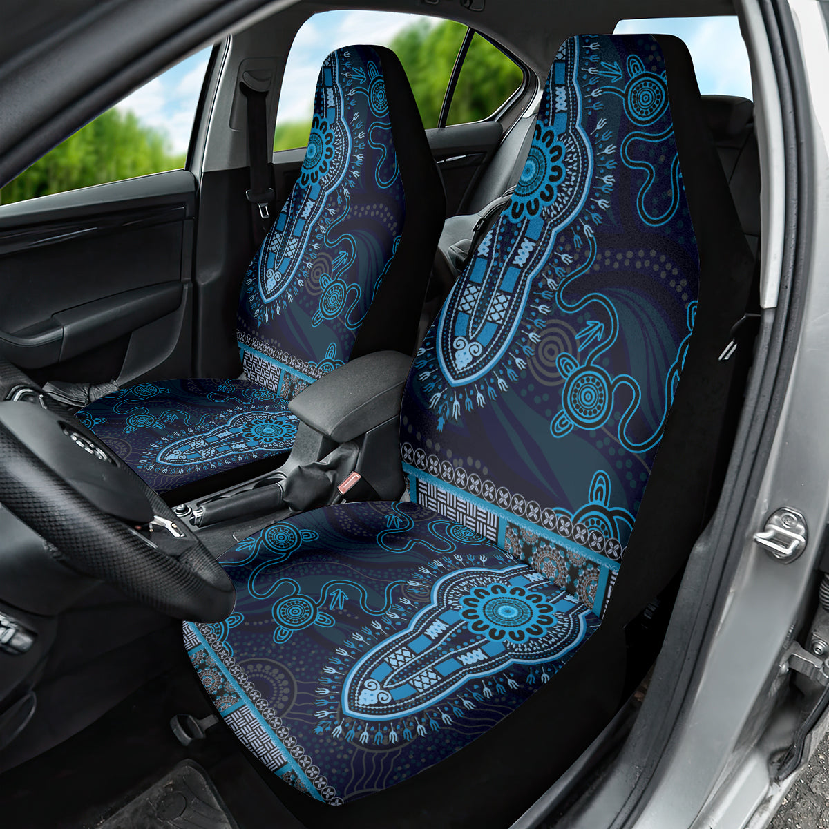 Blue African Dashiki With Australia Aboriginal Art Car Seat Cover