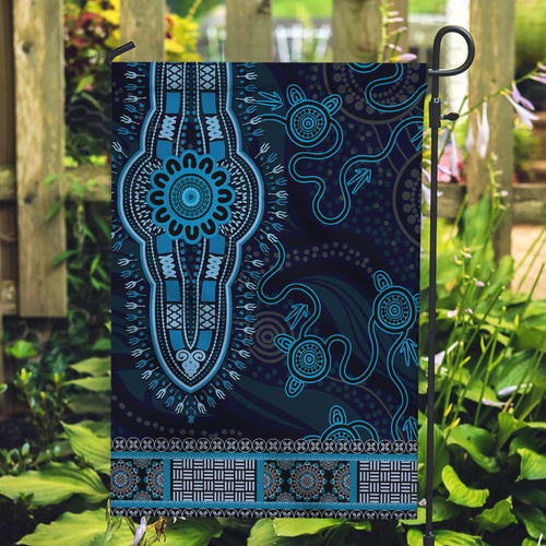 Blue African Dashiki With Australia Aboriginal Art Garden Flag
