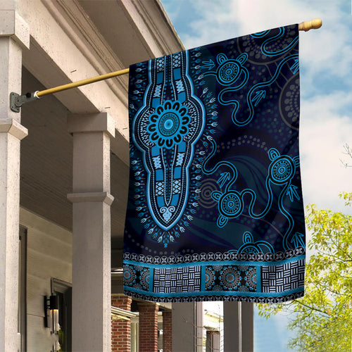 Blue African Dashiki With Australia Aboriginal Art Garden Flag