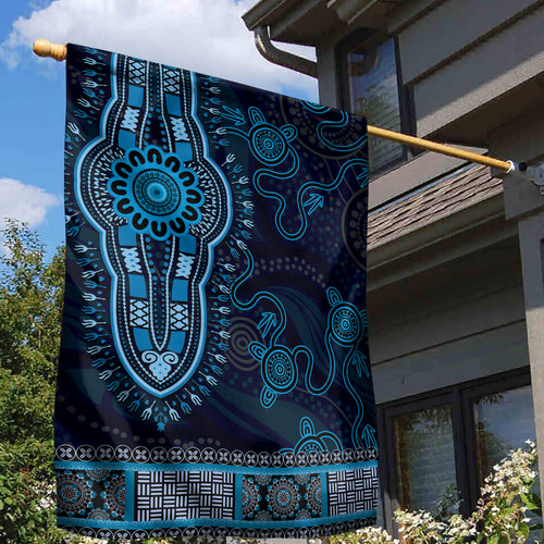 Blue African Dashiki With Australia Aboriginal Art Garden Flag