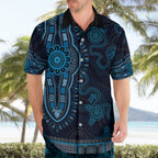 Blue African Dashiki With Australia Aboriginal Art Hawaiian Shirt