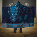 Blue African Dashiki With Australia Aboriginal Art Hooded Blanket