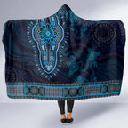 Blue African Dashiki With Australia Aboriginal Art Hooded Blanket