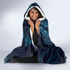 Blue African Dashiki With Australia Aboriginal Art Hooded Blanket