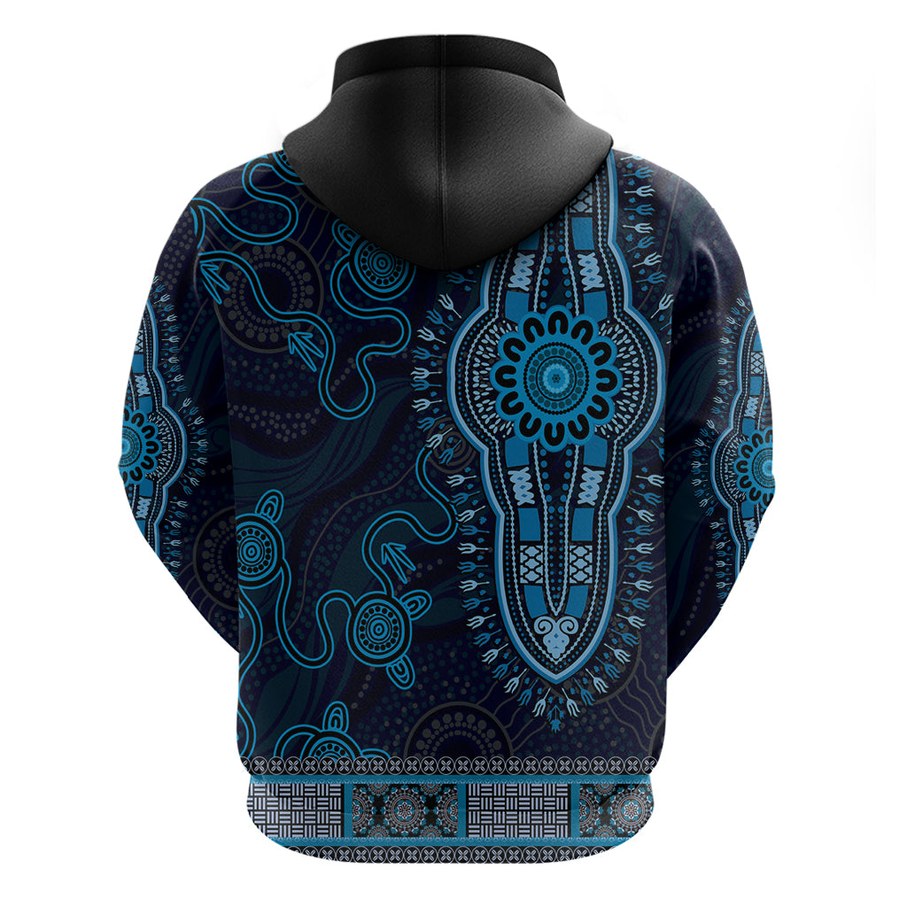 Blue African Dashiki With Australia Aboriginal Art Hoodie