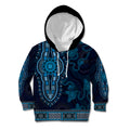 Blue African Dashiki With Australia Aboriginal Art Kid Hoodie