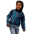 Blue African Dashiki With Australia Aboriginal Art Kid Hoodie