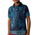 Blue African Dashiki With Australia Aboriginal Art Kid Polo Shirt