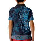 Blue African Dashiki With Australia Aboriginal Art Kid Polo Shirt