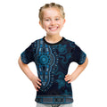 Blue African Dashiki With Australia Aboriginal Art Kid T Shirt
