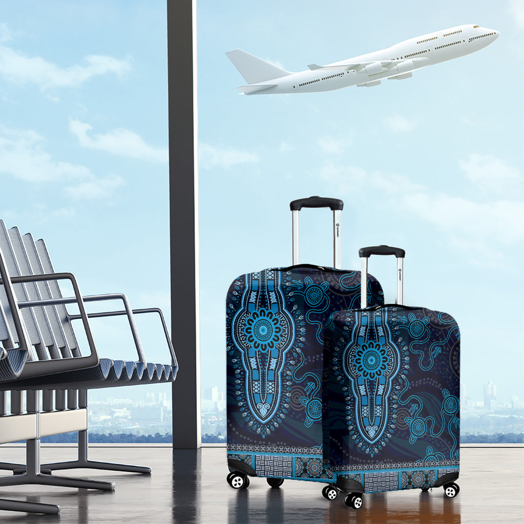Blue African Dashiki With Australia Aboriginal Art Luggage Cover