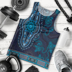 Blue African Dashiki With Australia Aboriginal Art Men Tank Top