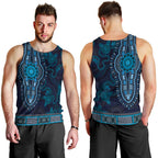 Blue African Dashiki With Australia Aboriginal Art Men Tank Top