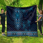 Blue African Dashiki With Australia Aboriginal Art Quilt