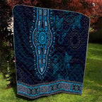 Blue African Dashiki With Australia Aboriginal Art Quilt