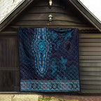 Blue African Dashiki With Australia Aboriginal Art Quilt