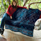 Blue African Dashiki With Australia Aboriginal Art Quilt