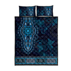 Blue African Dashiki With Australia Aboriginal Art Quilt Bed Set