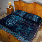 Blue African Dashiki With Australia Aboriginal Art Quilt Bed Set
