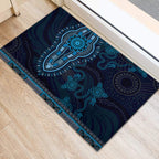 Blue African Dashiki With Australia Aboriginal Art Rubber Doormat