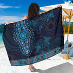 Blue African Dashiki With Australia Aboriginal Art Sarong