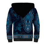 Blue African Dashiki With Australia Aboriginal Art Sherpa Hoodie