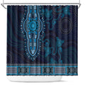 Blue African Dashiki With Australia Aboriginal Art Shower Curtain