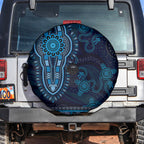 Blue African Dashiki With Australia Aboriginal Art Spare Tire Cover