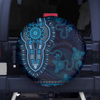 Blue African Dashiki With Australia Aboriginal Art Spare Tire Cover