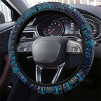 Blue African Dashiki With Australia Aboriginal Art Steering Wheel Cover