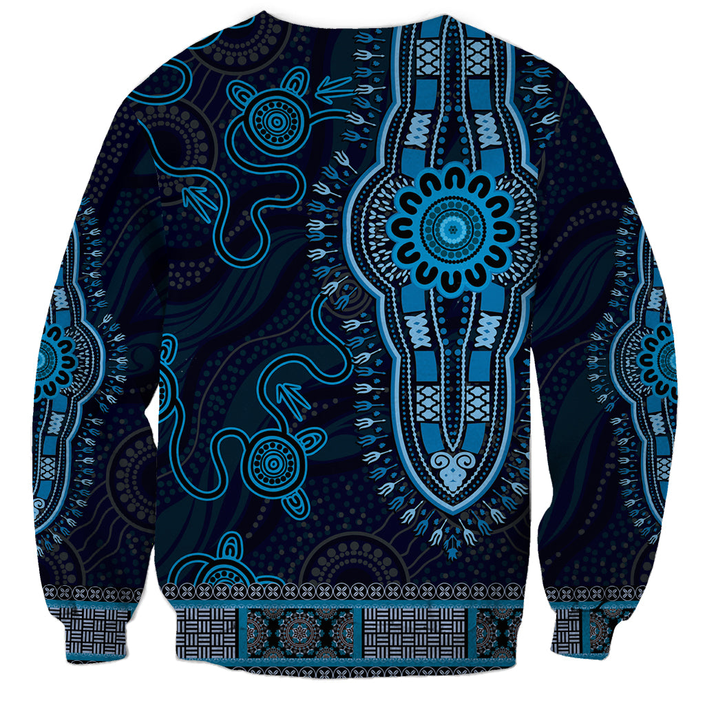 Blue African Dashiki With Australia Aboriginal Art Sweatshirt