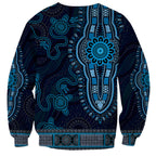 Blue African Dashiki With Australia Aboriginal Art Sweatshirt
