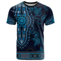 Blue African Dashiki With Australia Aboriginal Art T Shirt