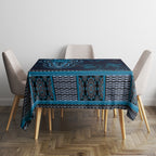 Blue African Dashiki With Australia Aboriginal Art Tablecloth